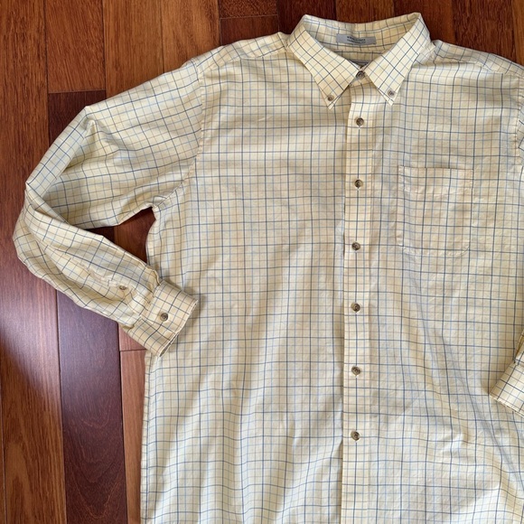 L.L. Bean | Men's yellow & blue plaid button down shirt size XL - Picture 2 of 6